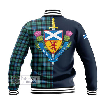 Galbraith Ancient Tartan Baseball Jacket Alba with Scottish Lion Royal Arm Half Style