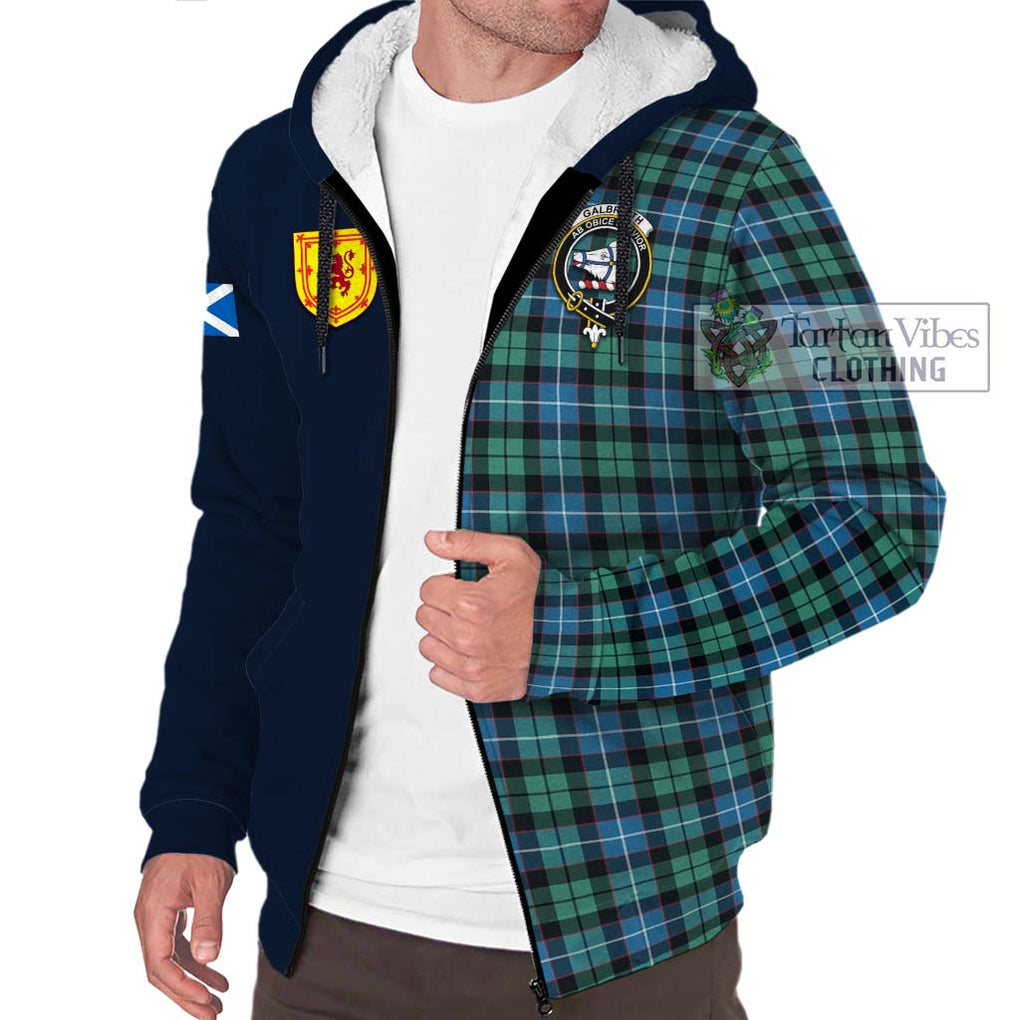 Tartan Vibes Clothing Galbraith Ancient Tartan Sherpa Hoodie with Scottish Lion Royal Arm Half Style