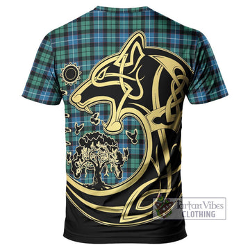 Galbraith Ancient Tartan T-Shirt with Family Crest Celtic Wolf Style