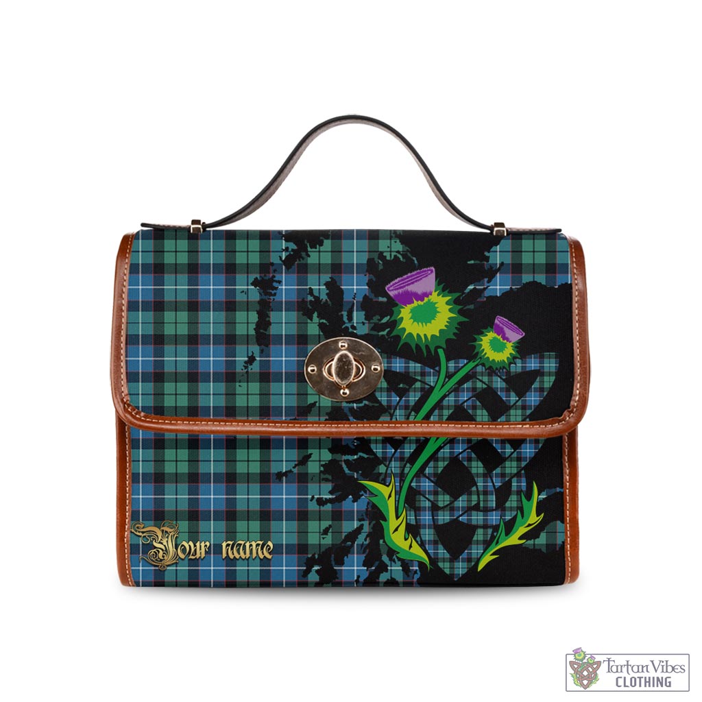 Tartan Vibes Clothing Galbraith Ancient Tartan Waterproof Canvas Bag with Scotland Map and Thistle Celtic Accents