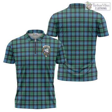 Galbraith Ancient Tartan Zipper Polo Shirt with Family Crest