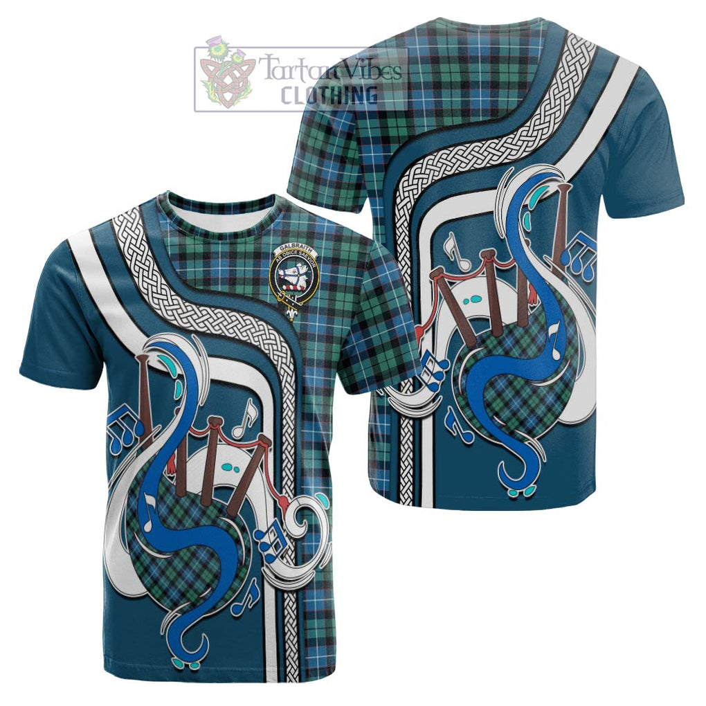 Tartan Vibes Clothing Galbraith Ancient Tartan Cotton T-shirt with Epic Bagpipe Style