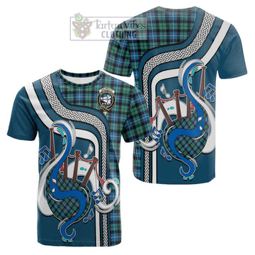 Galbraith Ancient Tartan Cotton T-shirt with Epic Bagpipe Style