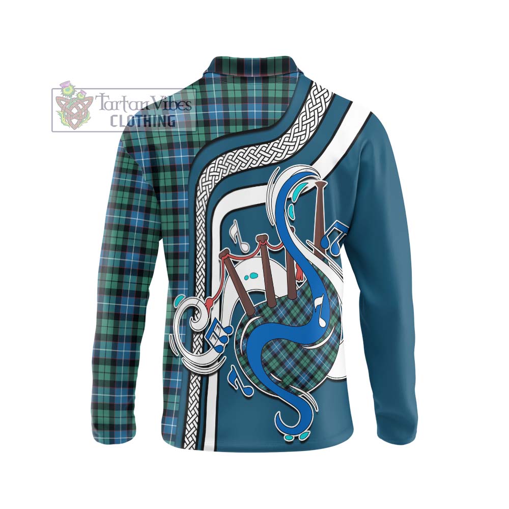 Tartan Vibes Clothing Galbraith Ancient Tartan Long Sleeve Polo Shirt with Epic Bagpipe Style