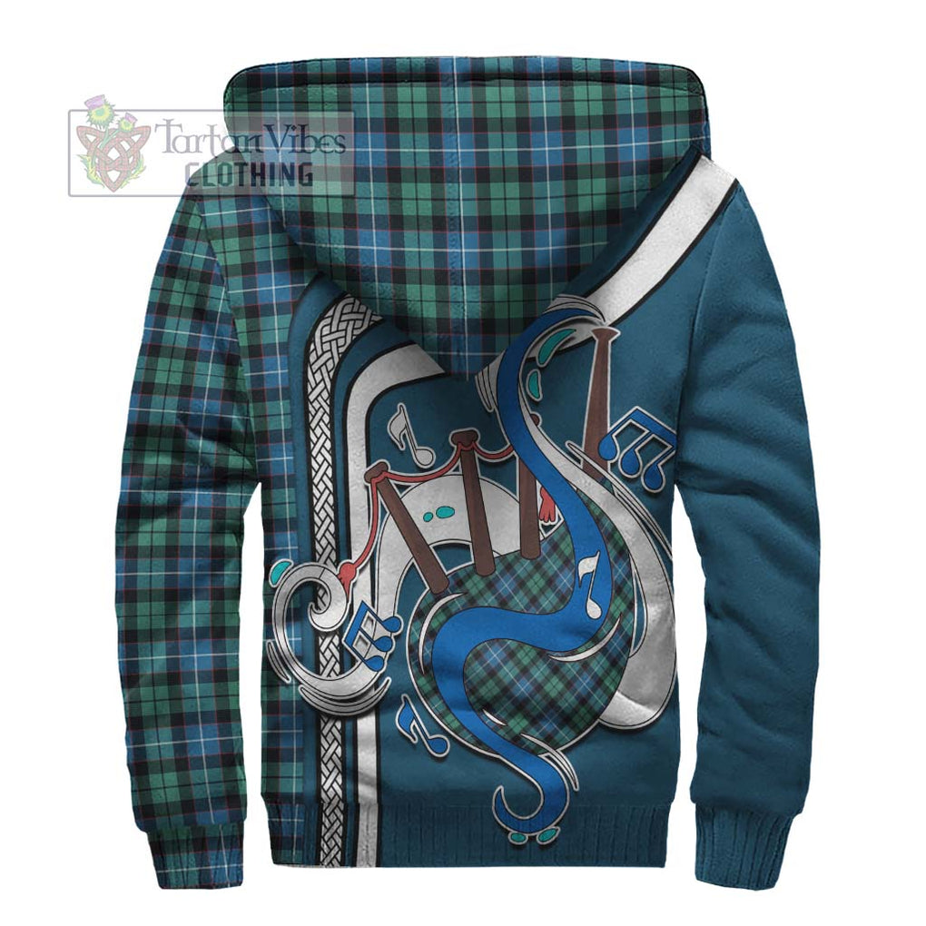 Galbraith Ancient Tartan Sherpa Hoodie with Epic Bagpipe Style - Tartanvibesclothing Shop