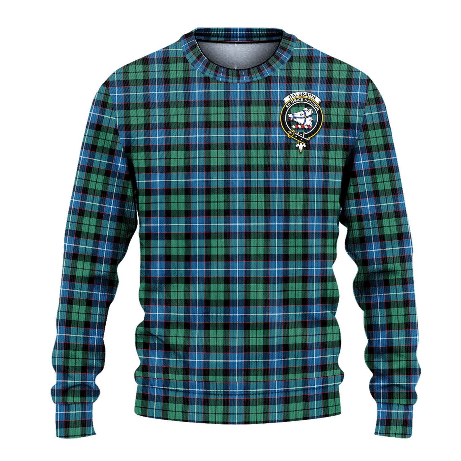 Galbraith Ancient Tartan Knitted Sweater with Family Crest - Tartanvibesclothing