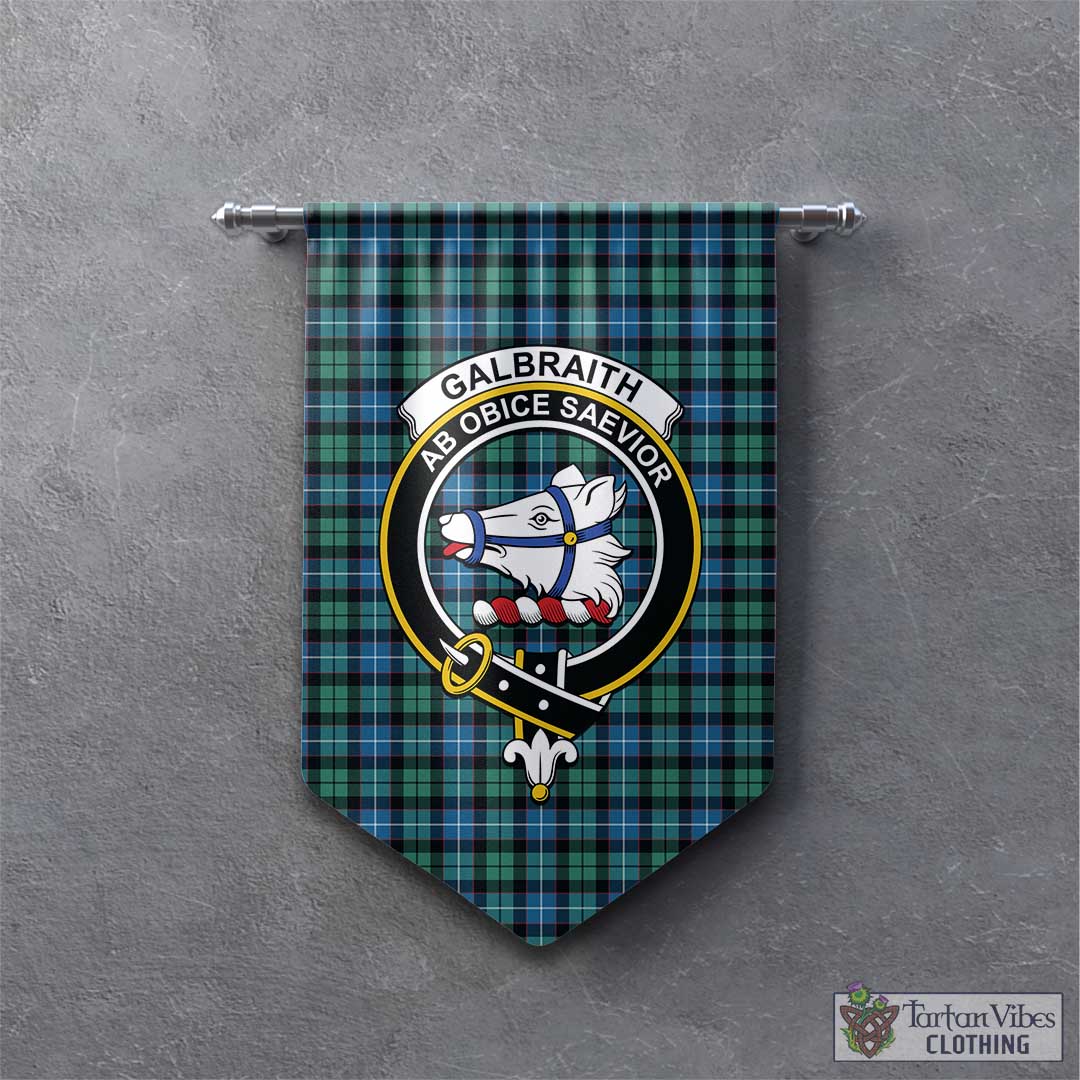 Tartan Vibes Clothing Galbraith Ancient Tartan Gonfalon, Tartan Banner with Family Crest