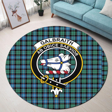 Galbraith Ancient Tartan Round Rug with Family Crest