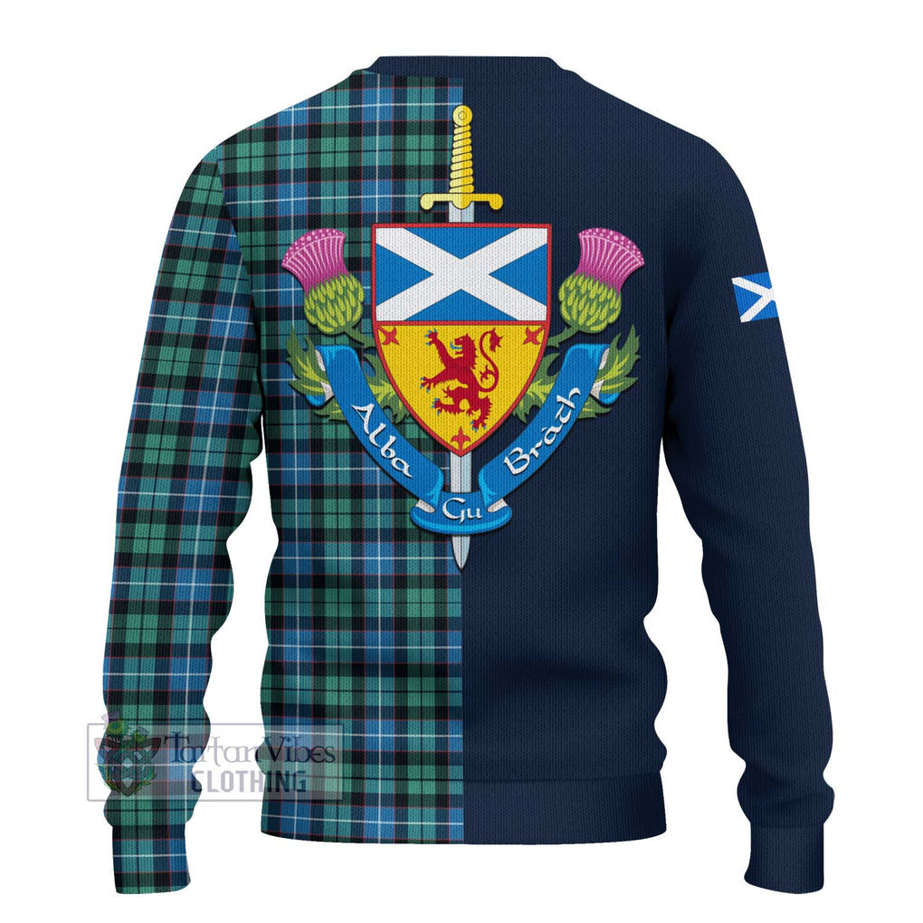 Tartan Vibes Clothing Galbraith Ancient Tartan Knitted Sweater with Scottish Lion Royal Arm Half Style