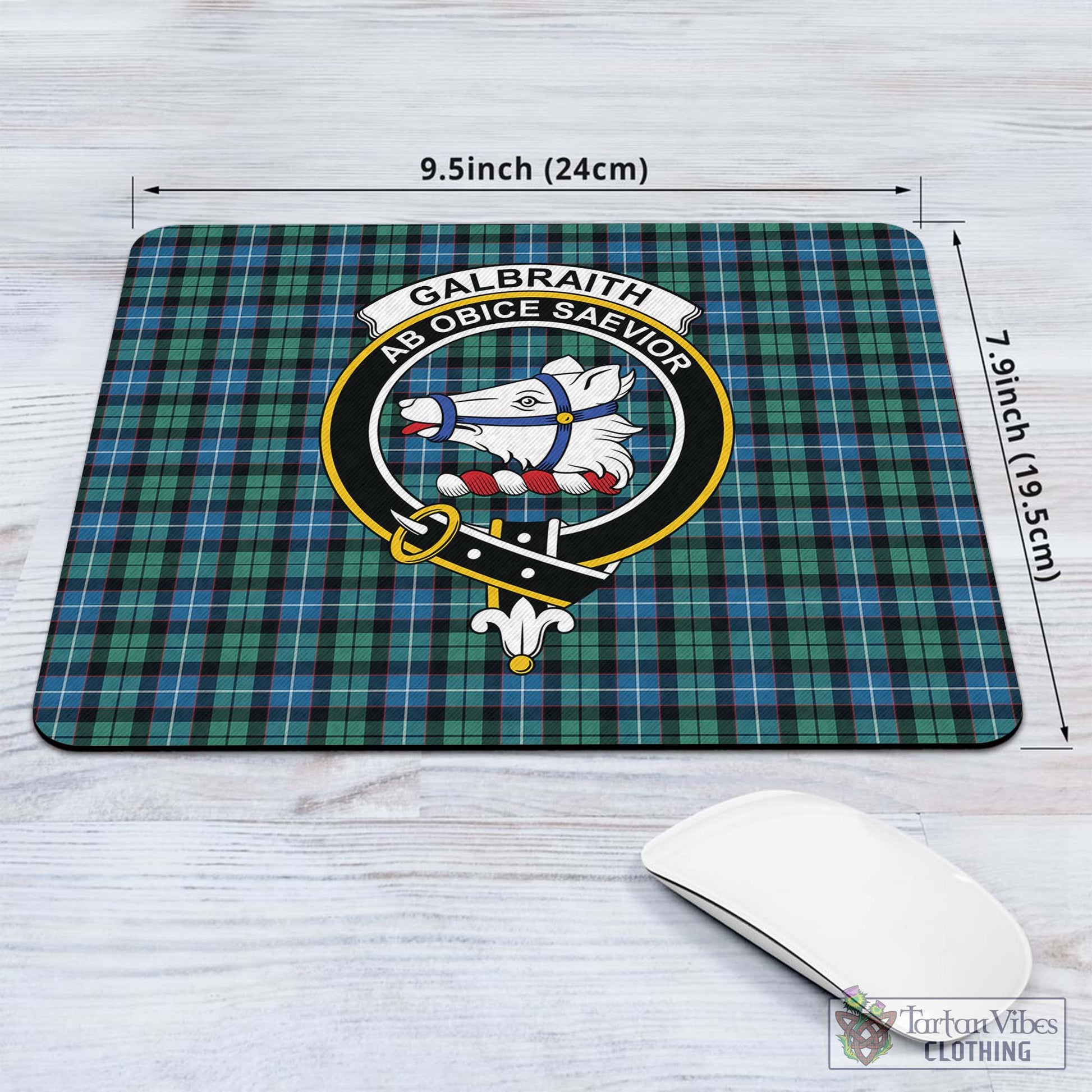 Tartan Vibes Clothing Galbraith Ancient Tartan Mouse Pad with Family Crest