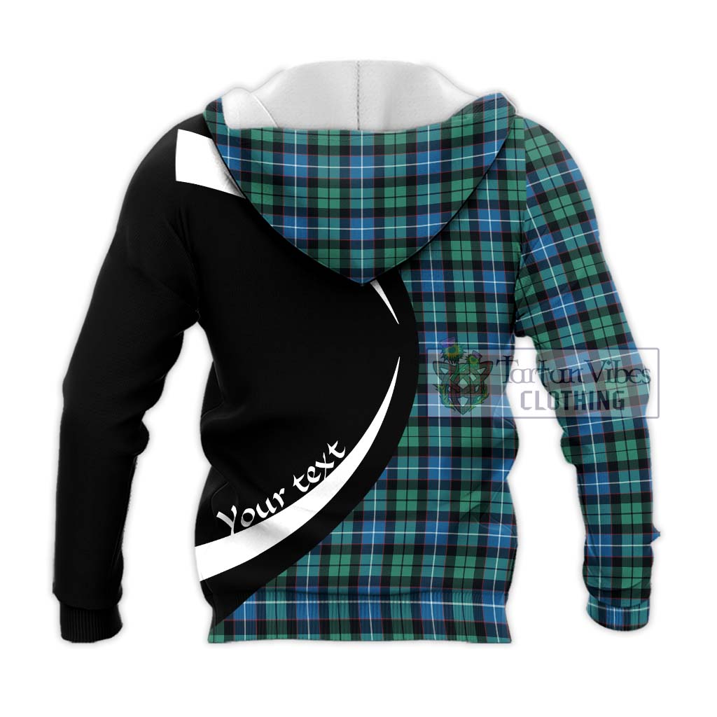 Galbraith Ancient Tartan Knitted Hoodie with Family Crest Circle Style - Tartan Vibes Clothing