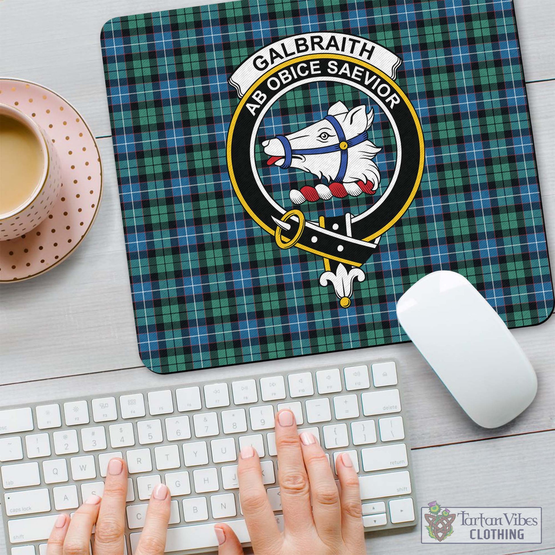 Tartan Vibes Clothing Galbraith Ancient Tartan Mouse Pad with Family Crest