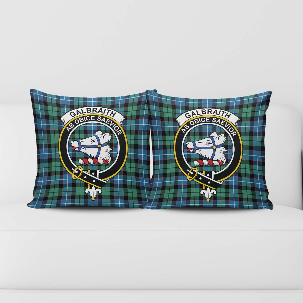 Galbraith Ancient Tartan Pillow Cover with Family Crest - Tartanvibesclothing