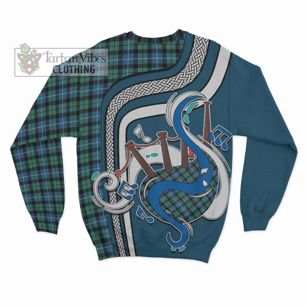 Galbraith Ancient Tartan Sweatshirt with Epic Bagpipe Style - Tartanvibesclothing Shop