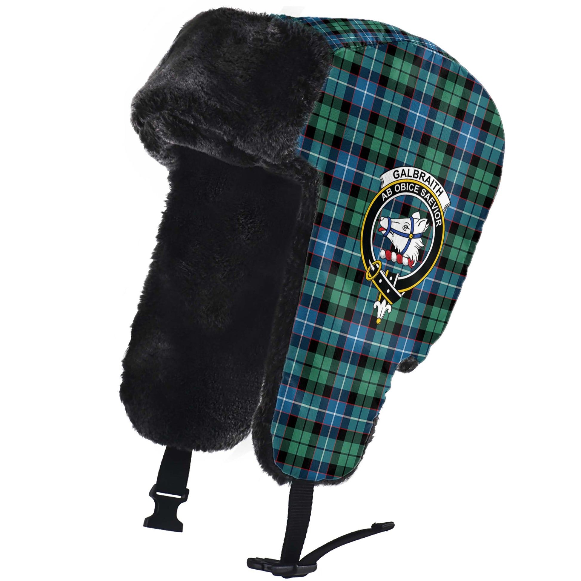 Galbraith Ancient Tartan Winter Trapper Hat with Family Crest - Tartanvibesclothing