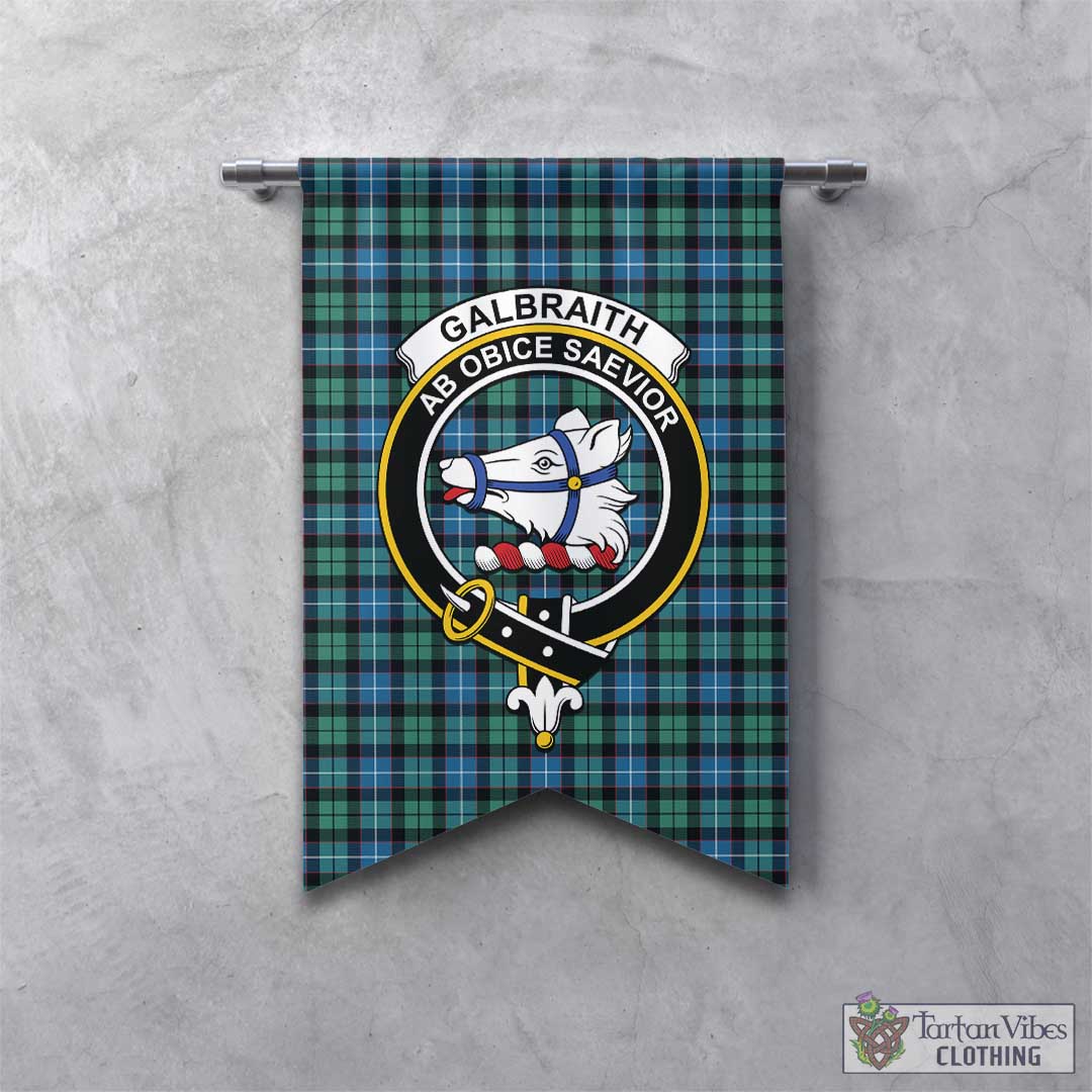 Tartan Vibes Clothing Galbraith Ancient Tartan Gonfalon, Tartan Banner with Family Crest