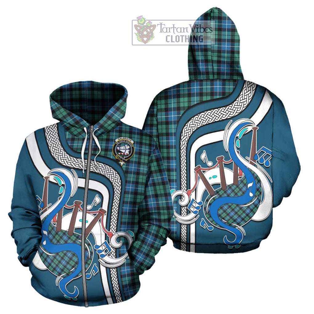 Galbraith Ancient Tartan Hoodie with Epic Bagpipe Style - Tartanvibesclothing Shop