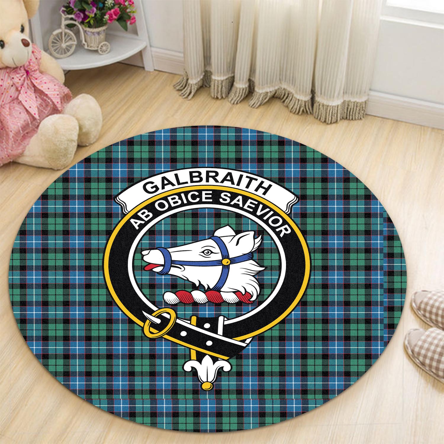 galbraith-ancient-tartan-round-rug-with-family-crest