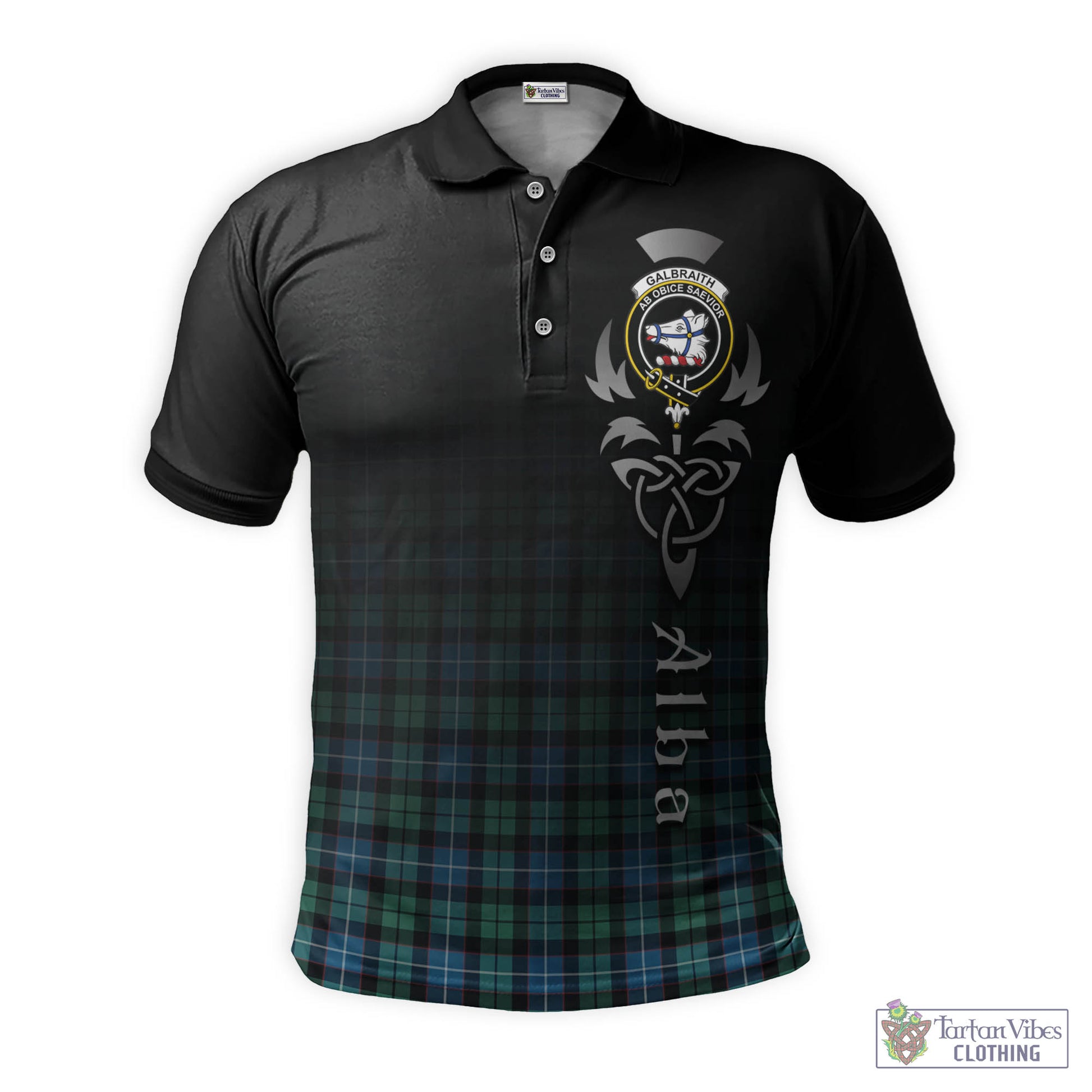 Tartan Vibes Clothing Galbraith Ancient Tartan Polo Shirt Featuring Alba Gu Brath Family Crest Celtic Inspired