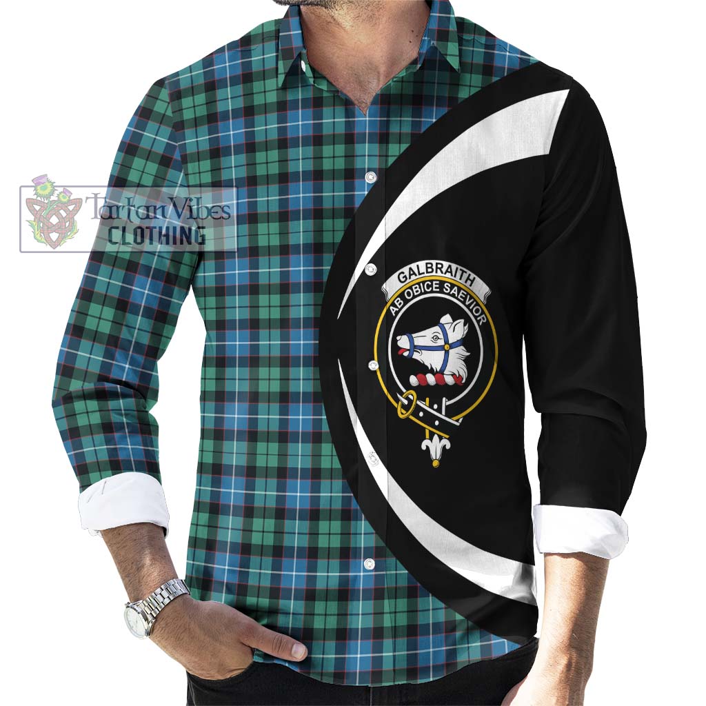 Galbraith Ancient Tartan Long Sleeve Button Up with Family Crest Circle Style - Tartan Vibes Clothing