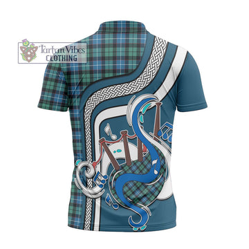 Galbraith Ancient Tartan Zipper Polo Shirt with Epic Bagpipe Style