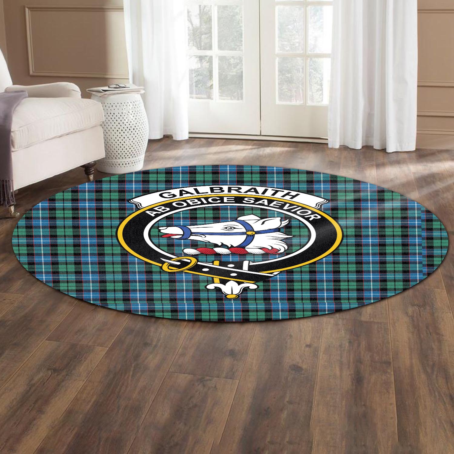 galbraith-ancient-tartan-round-rug-with-family-crest