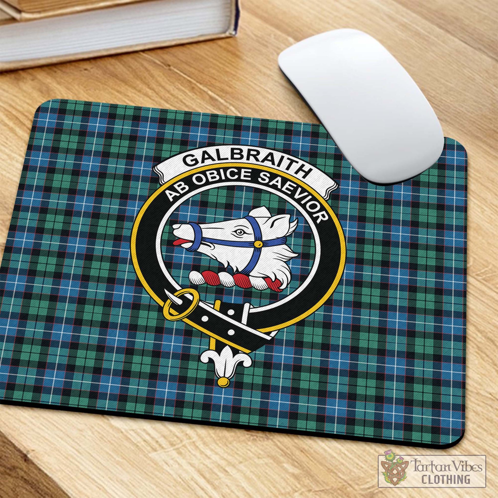 Tartan Vibes Clothing Galbraith Ancient Tartan Mouse Pad with Family Crest