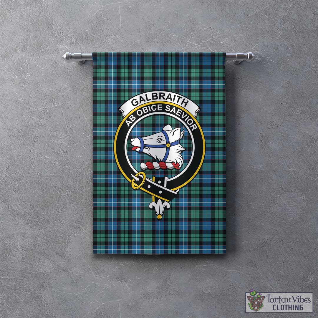 Tartan Vibes Clothing Galbraith Ancient Tartan Gonfalon, Tartan Banner with Family Crest