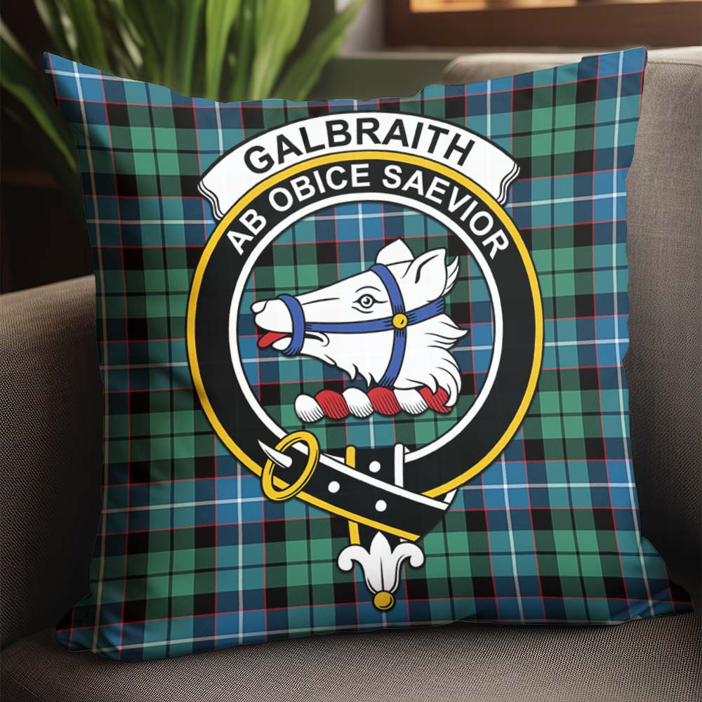 Galbraith Ancient Tartan Pillow Cover with Family Crest - Tartanvibesclothing