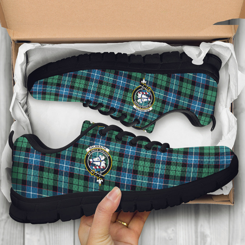 Galbraith Ancient Tartan Sneakers with Family Crest - Tartan Vibes Clothing