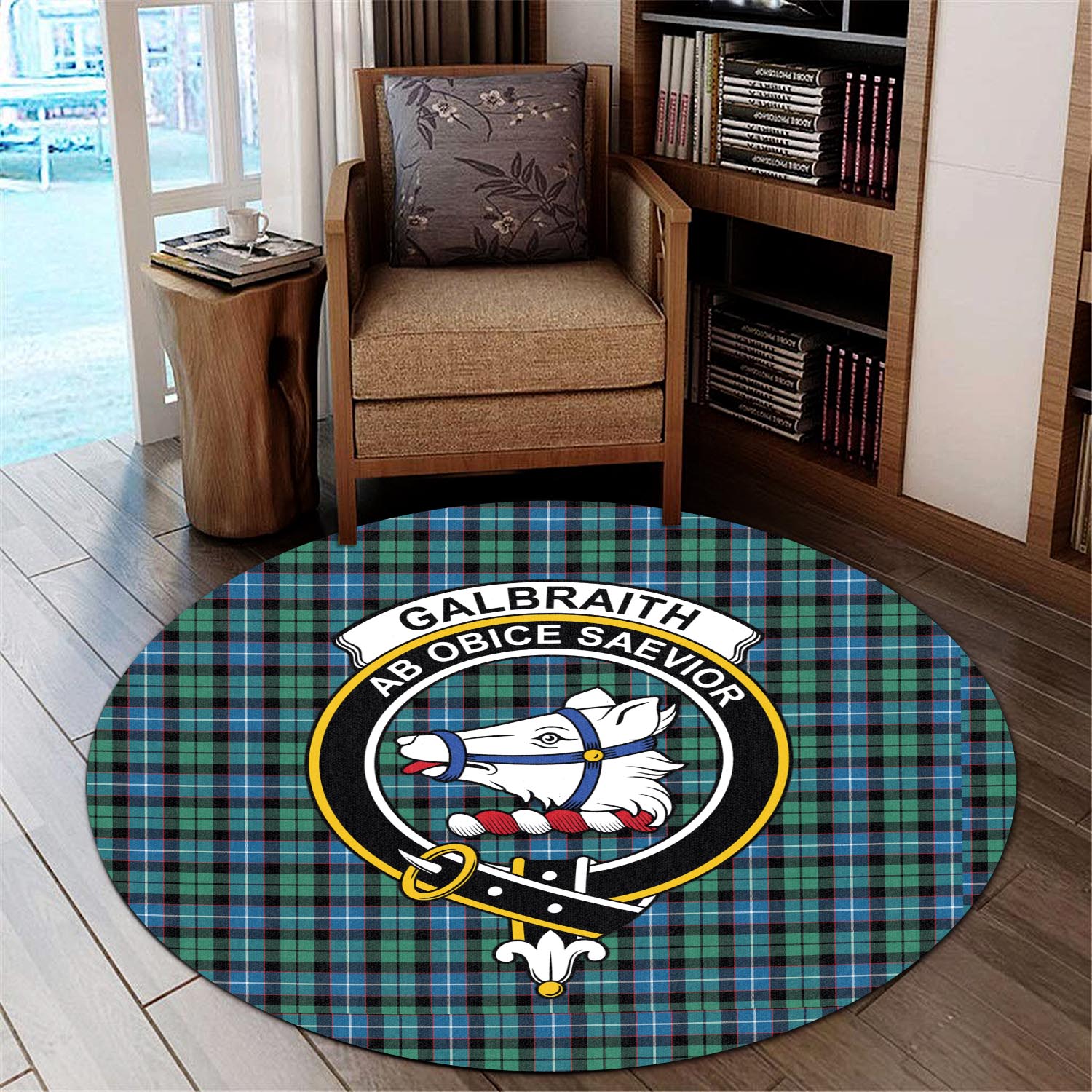 galbraith-ancient-tartan-round-rug-with-family-crest