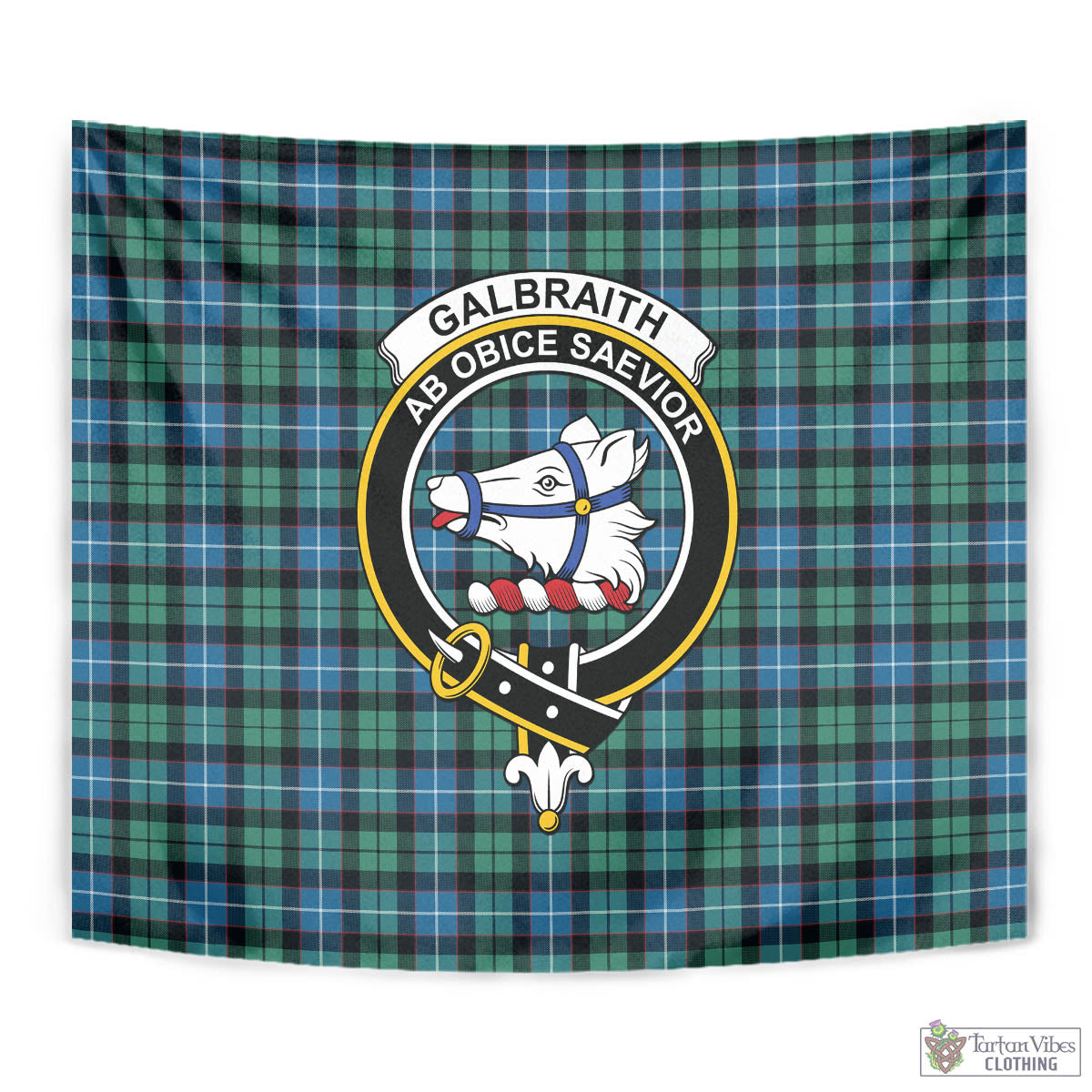 Tartan Vibes Clothing Galbraith Ancient Tartan Tapestry Wall Hanging and Home Decor for Room with Family Crest