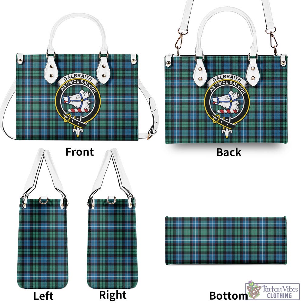 Tartan Vibes Clothing Galbraith Ancient Tartan Luxury Leather Handbags with Family Crest