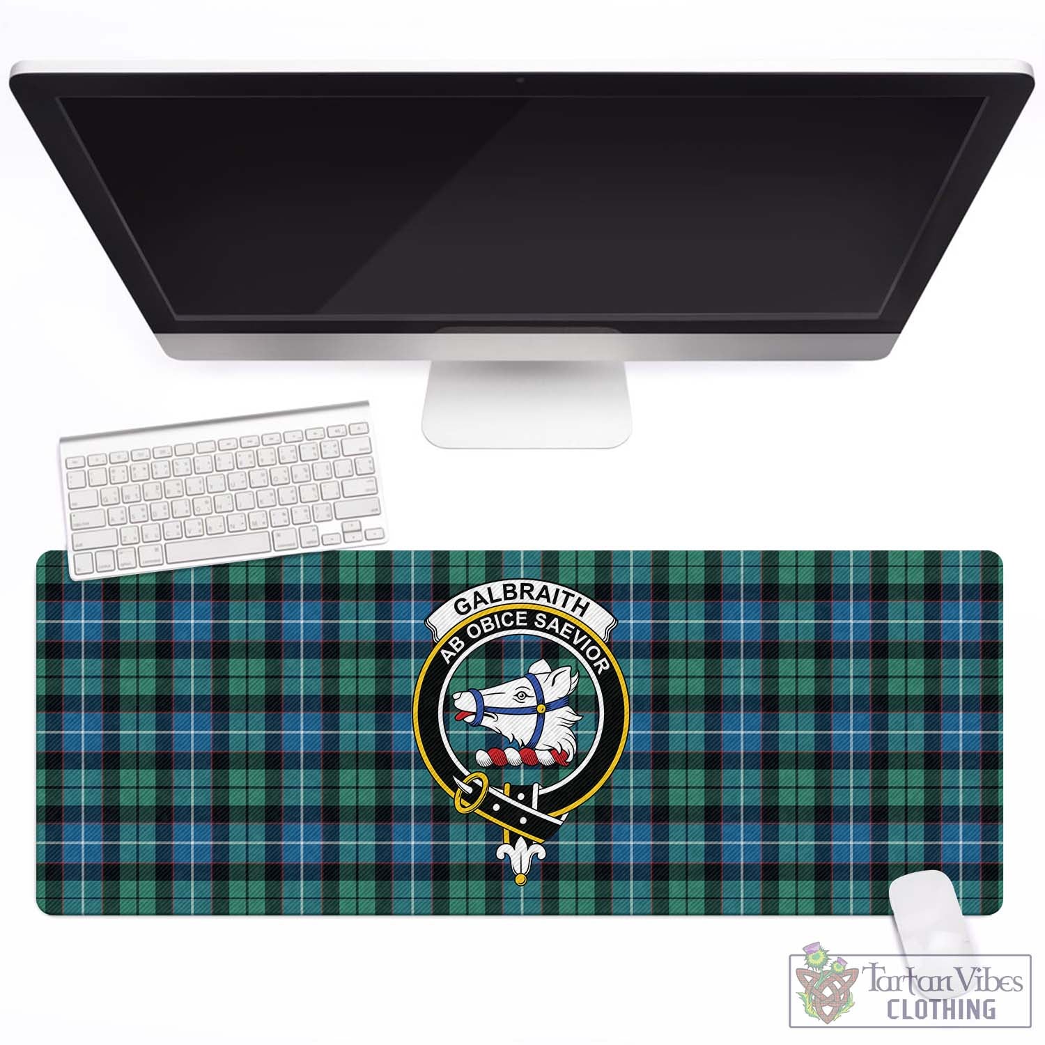 Tartan Vibes Clothing Galbraith Ancient Tartan Mouse Pad with Family Crest