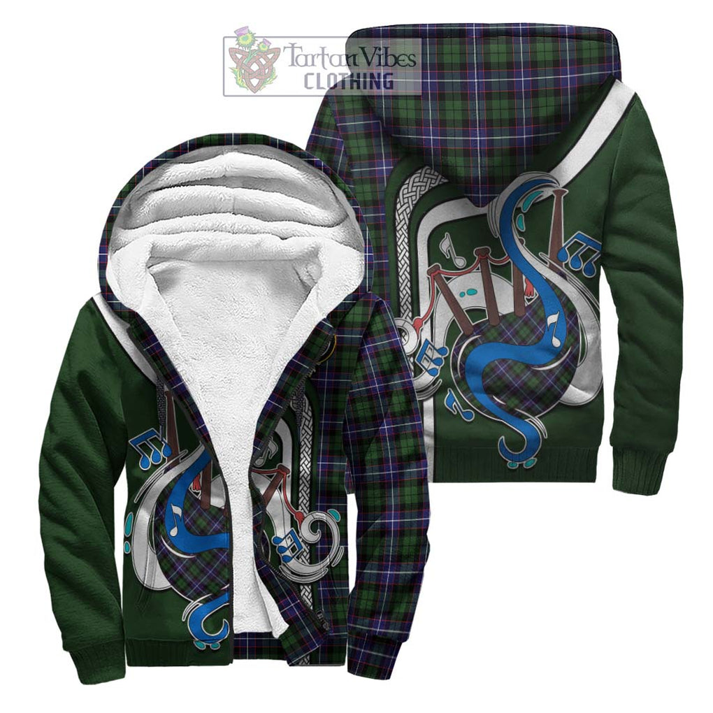 Galbraith Modern Tartan Sherpa Hoodie with Epic Bagpipe Style Unisex S - Tartanvibesclothing Shop