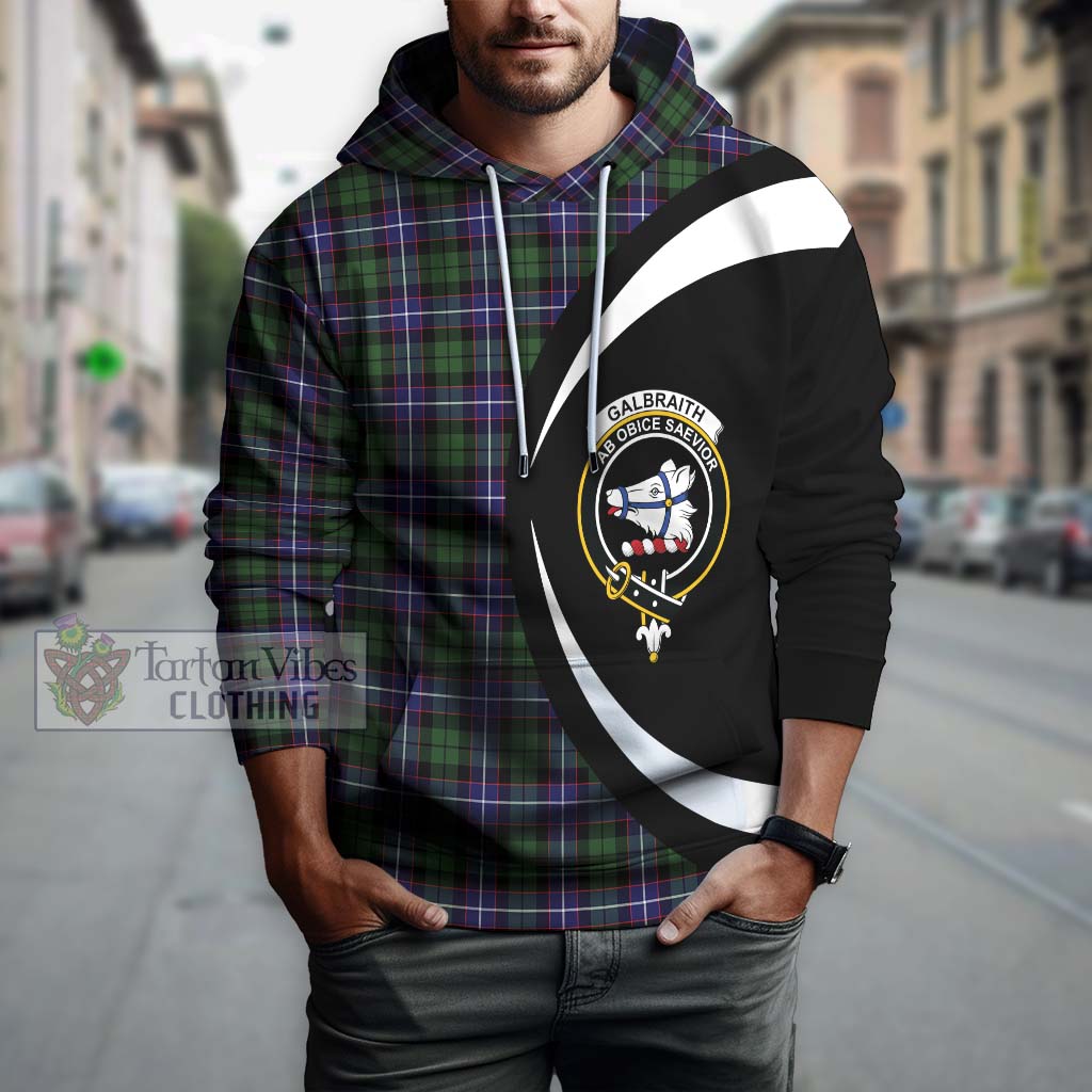 Tartan Vibes Clothing Galbraith Modern Tartan Hoodie with Family Crest Circle Style