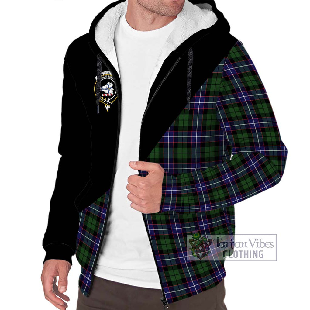 Galbraith Modern Tartan Sherpa Hoodie with Family Crest and Military Logo Style Unisex S - Tartanvibesclothing Shop