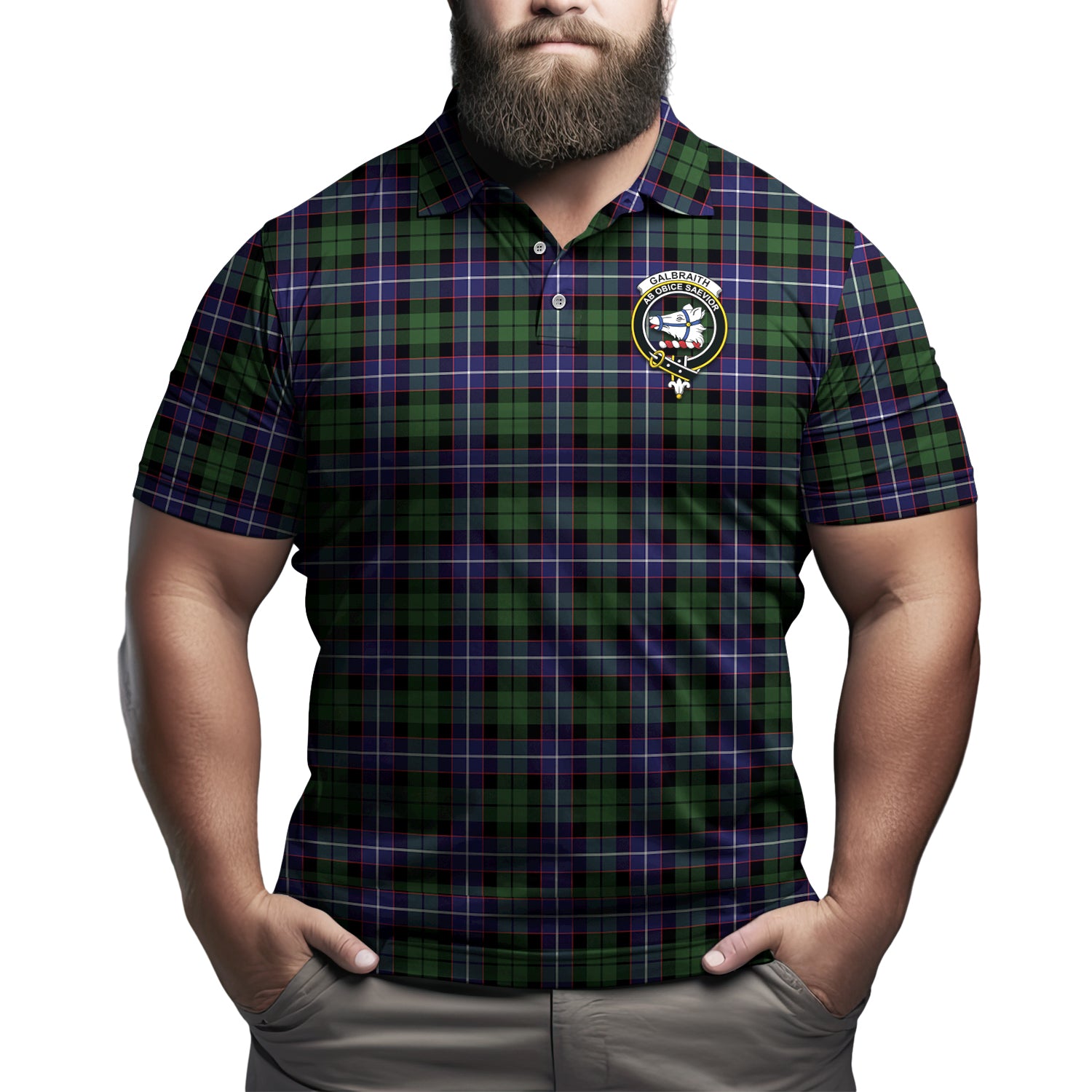 Galbraith Modern Tartan Men's Polo Shirt with Family Crest Kid - Tartan Vibes Clothing