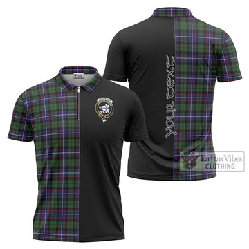 Galbraith Modern Tartan Zipper Polo Shirt with Family Crest and Half Of Me Style