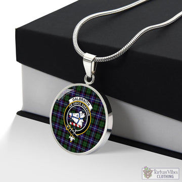 Galbraith Modern Tartan Circle Necklace with Family Crest