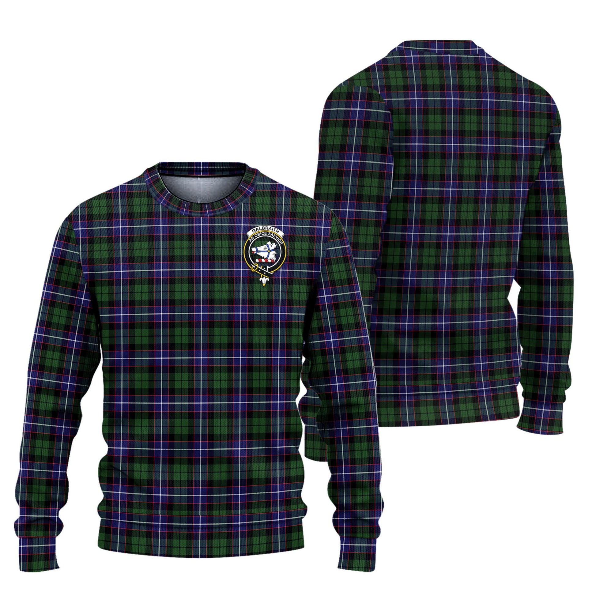 Galbraith Modern Tartan Knitted Sweater with Family Crest Unisex - Tartanvibesclothing