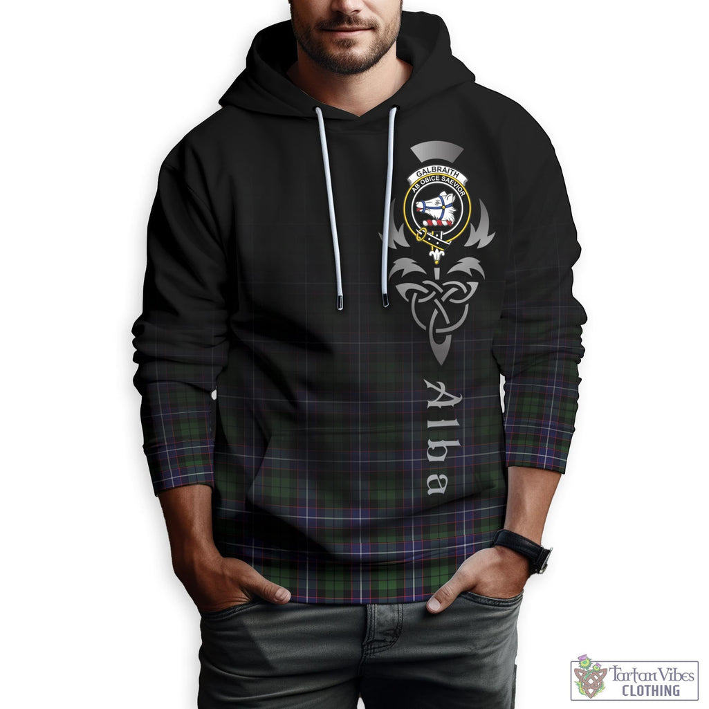 Tartan Vibes Clothing Galbraith Modern Tartan Hoodie Featuring Alba Gu Brath Family Crest Celtic Inspired