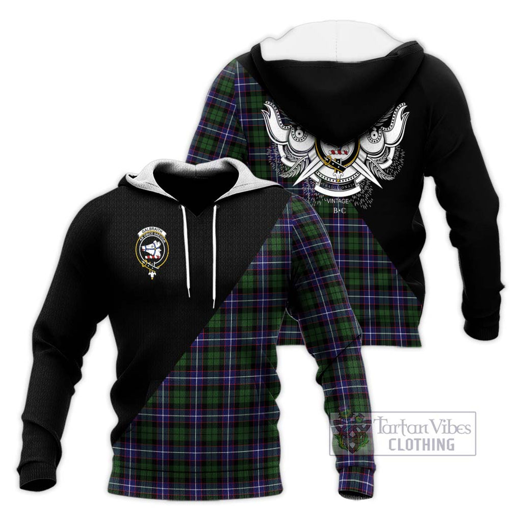 Galbraith Modern Tartan Knitted Hoodie with Family Crest and Military Logo Style Unisex Knitted Pullover Hoodie - Tartanvibesclothing Shop