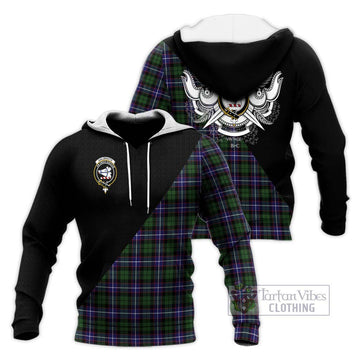 Galbraith Modern Tartan Knitted Hoodie with Family Crest and Military Logo Style