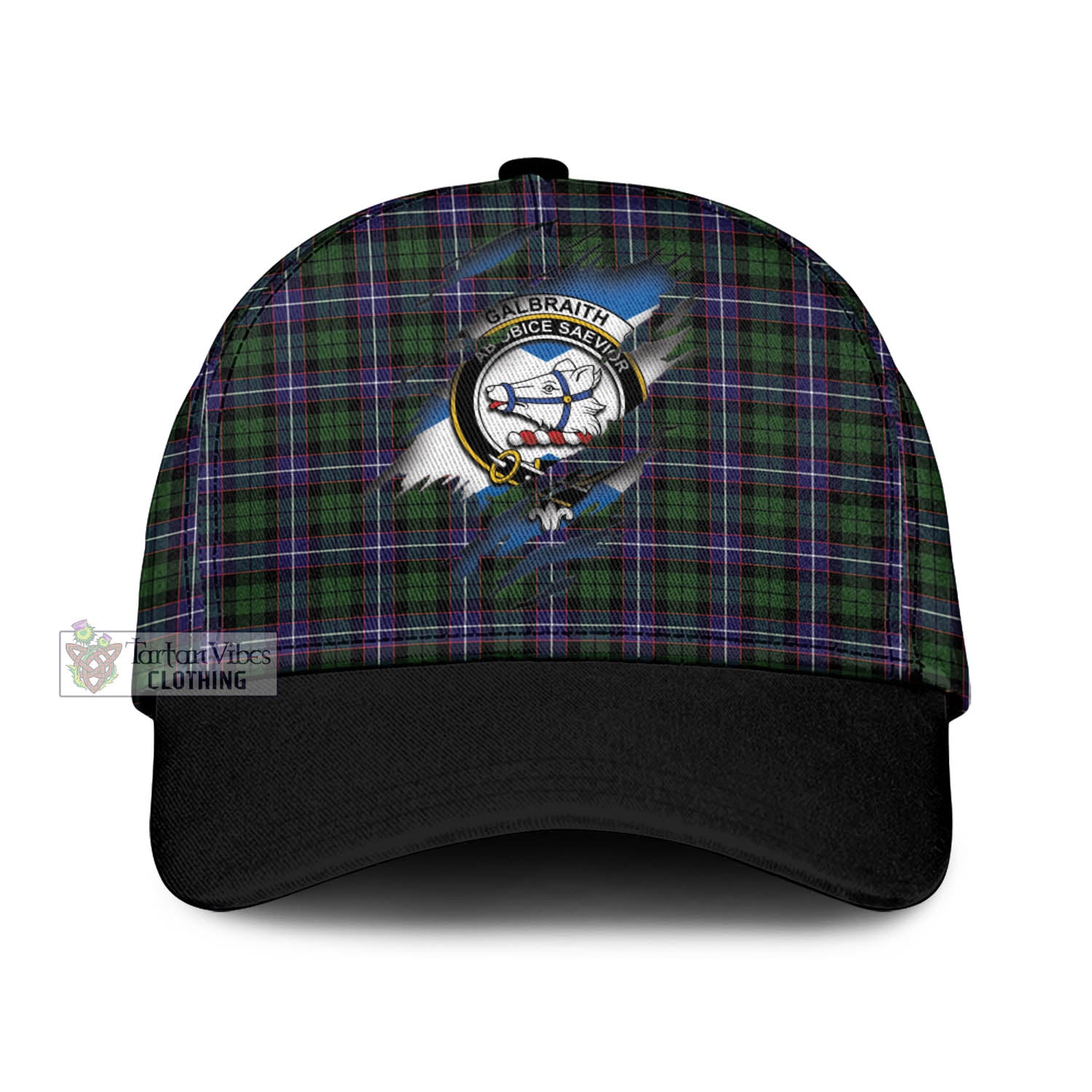 Tartan Vibes Clothing Galbraith Modern Tartan Classic Cap with Family Crest In Me Style