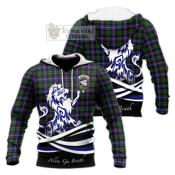 Galbraith Modern Tartan Knitted Hoodie with Alba Gu Brath Regal Lion Emblem