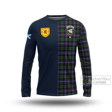 Galbraith Modern Tartan Long Sleeve T-Shirt Alba with Scottish Lion Royal Arm Half Style