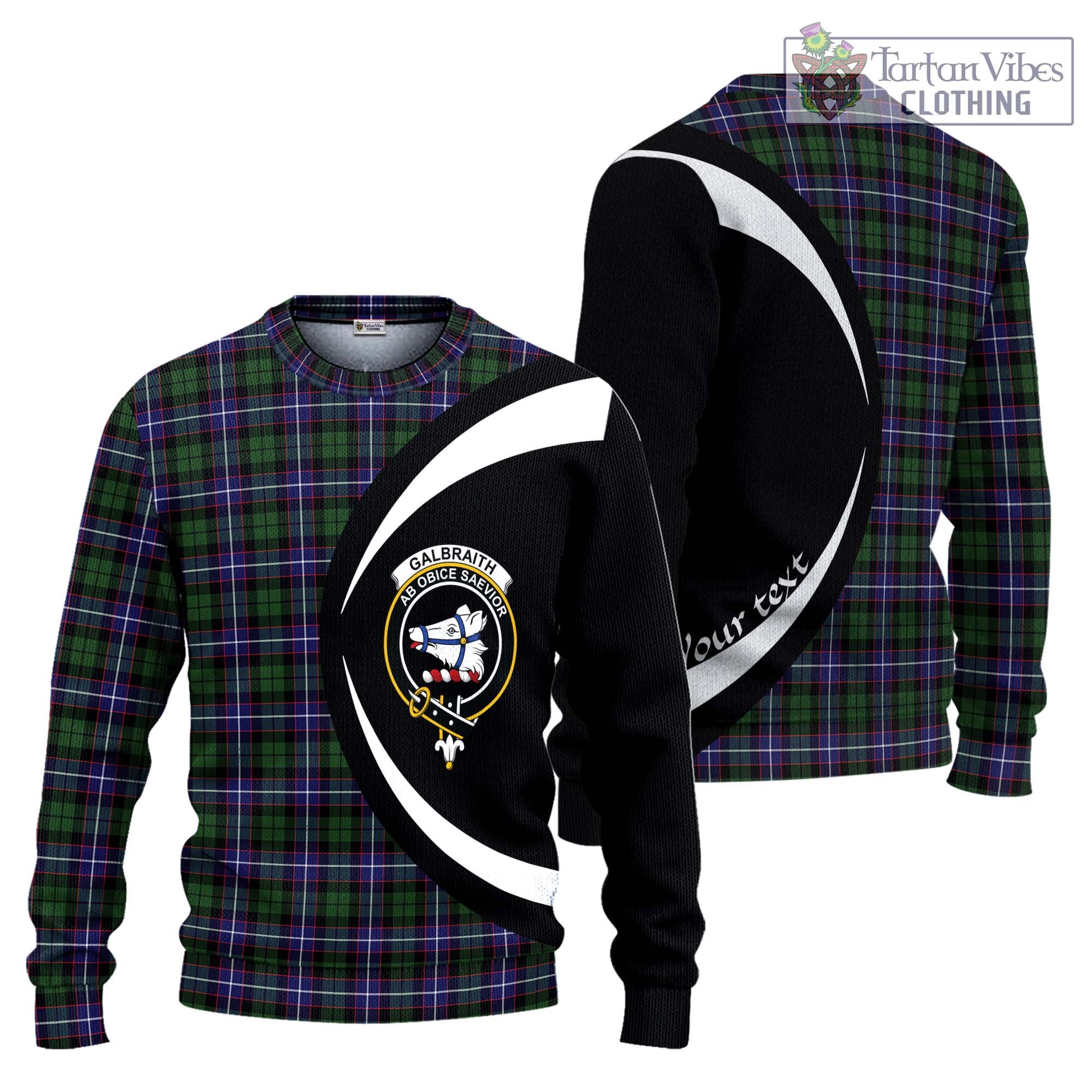 Galbraith Modern Tartan Ugly Sweater with Family Crest Circle Style Unisex - Tartan Vibes Clothing