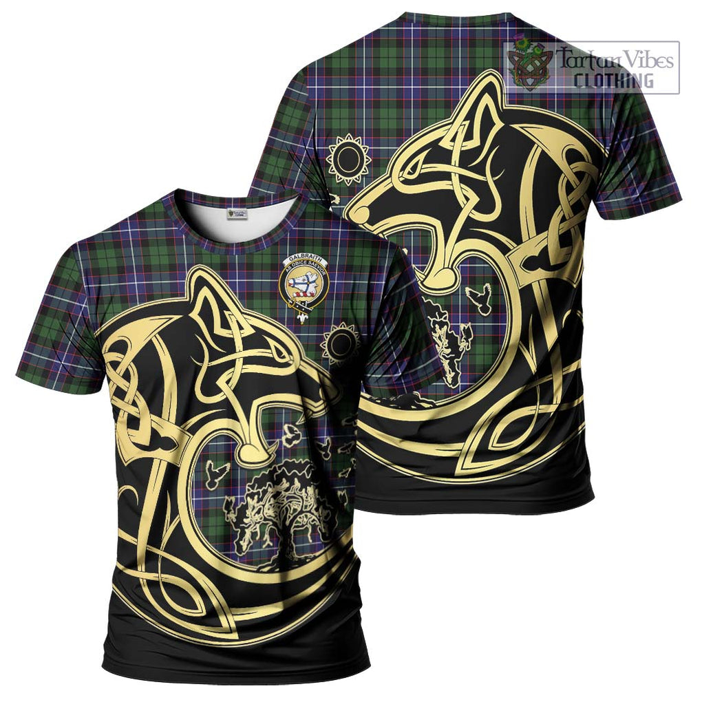 Galbraith Modern Tartan T-Shirt with Family Crest Celtic Wolf Style Kid's Shirt - Tartan Vibes Clothing