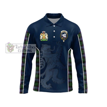 Galbraith Modern Tartan Long Sleeve Polo Shirt with Family Crest and Lion Rampant Vibes Sport Style